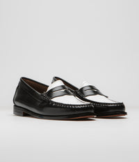 G.H. Bass Womens Weejun Penny Shoes in Black and White thumbnail