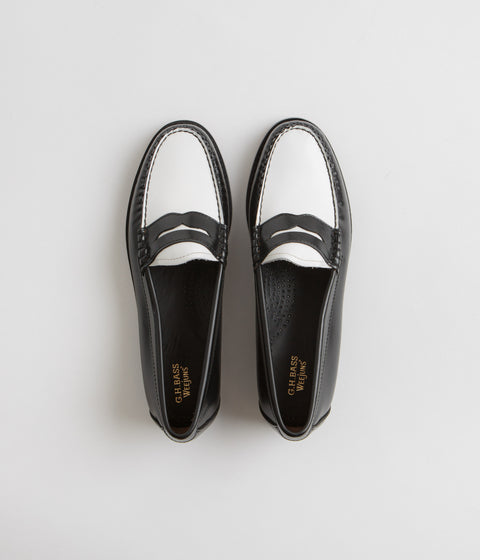 G.H. Bass Womens Weejun Penny Shoes in Black and White