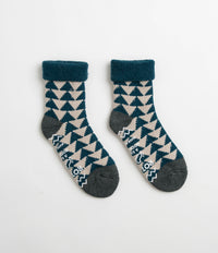 RoToTo Comfy Room Sankaku Socks - Blue Green / Charcoal thumbnail