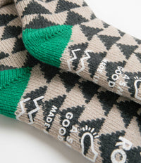 RoToTo Comfy Room Sankaku Socks - Charcoal / Green thumbnail