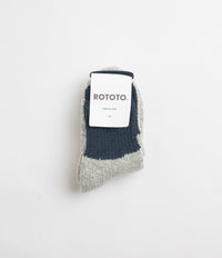 RoToTo Double Layer Crew Socks - Blue / Grey thumbnail