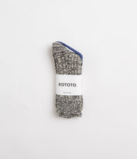 RoToTo Recycled Cotton Crew Socks - Black / Ivory thumbnail