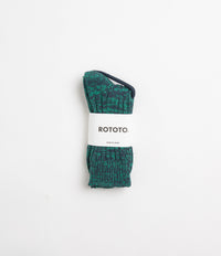 RoToTo Recycled Cotton Crew Socks - Blue / Green thumbnail