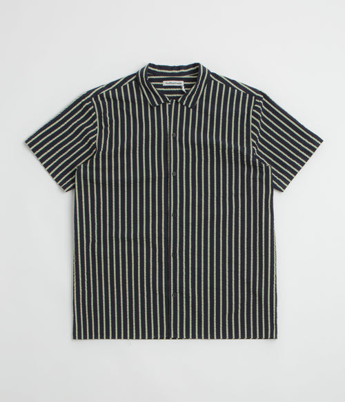 YMC Malick Short Sleeve Shirt - Navy / Yellow