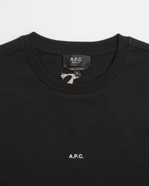 A.P.C. Boxy Micro Logo T-Shirt in Black and White
