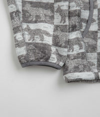 and wander x Maison Kitsune Fox Checkers Pullover Fleece in Grey thumbnail