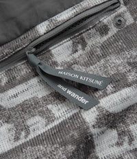 and wander x Maison Kitsune Fox Checkers Pullover Fleece in Grey thumbnail