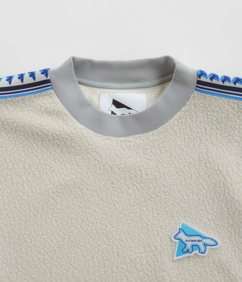 and wander x Maison Kitsune Pullover Fleece Sweatshirt in White