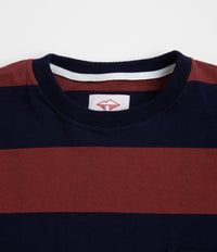 Battenwear Pocket Rugby T-Shirt in Navy and Maroon Stripe thumbnail