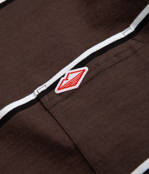 Battenwear Pocket Rugby T-Shirt in Olive Stripe