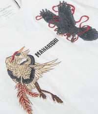 Maharishi Embroidered Black Crow White Heron T-Shirt in White thumbnail