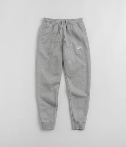 Nike Club Fleece Joggers in Dark Grey Heather and Matte Silver / White