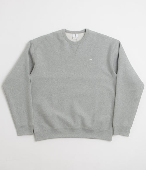 Nike Solo Swoosh Crewneck Sweatshirt - Dark Grey Heather / White / White