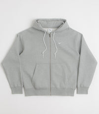 Nike Solo Swoosh Full Zip Hoodie - Dark Grey Heather / White thumbnail