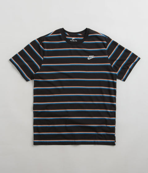 Nike Stripe T-Shirt in Black and Burnt Sunrise