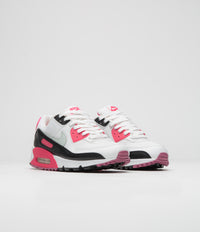 Nike Womens Air Max 90 Shoes in White and Light Silver and Aster Pink - Black thumbnail