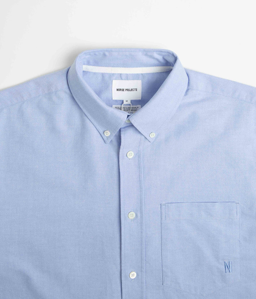 Norse Projects Algot Organic Oxford Monogram Shirt - Pale Blue