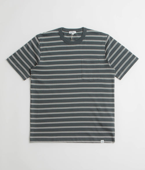 Norse Projects Holger Organic Sailor Stripe Pocket T-Shirt - Battleship Grey