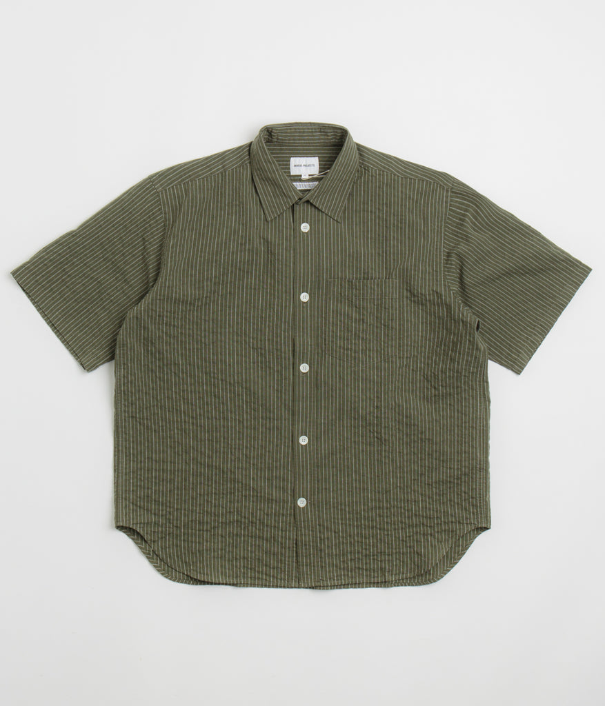 Norse Projects Mo Oversized Stripe Short Sleeve Shirt - Moss