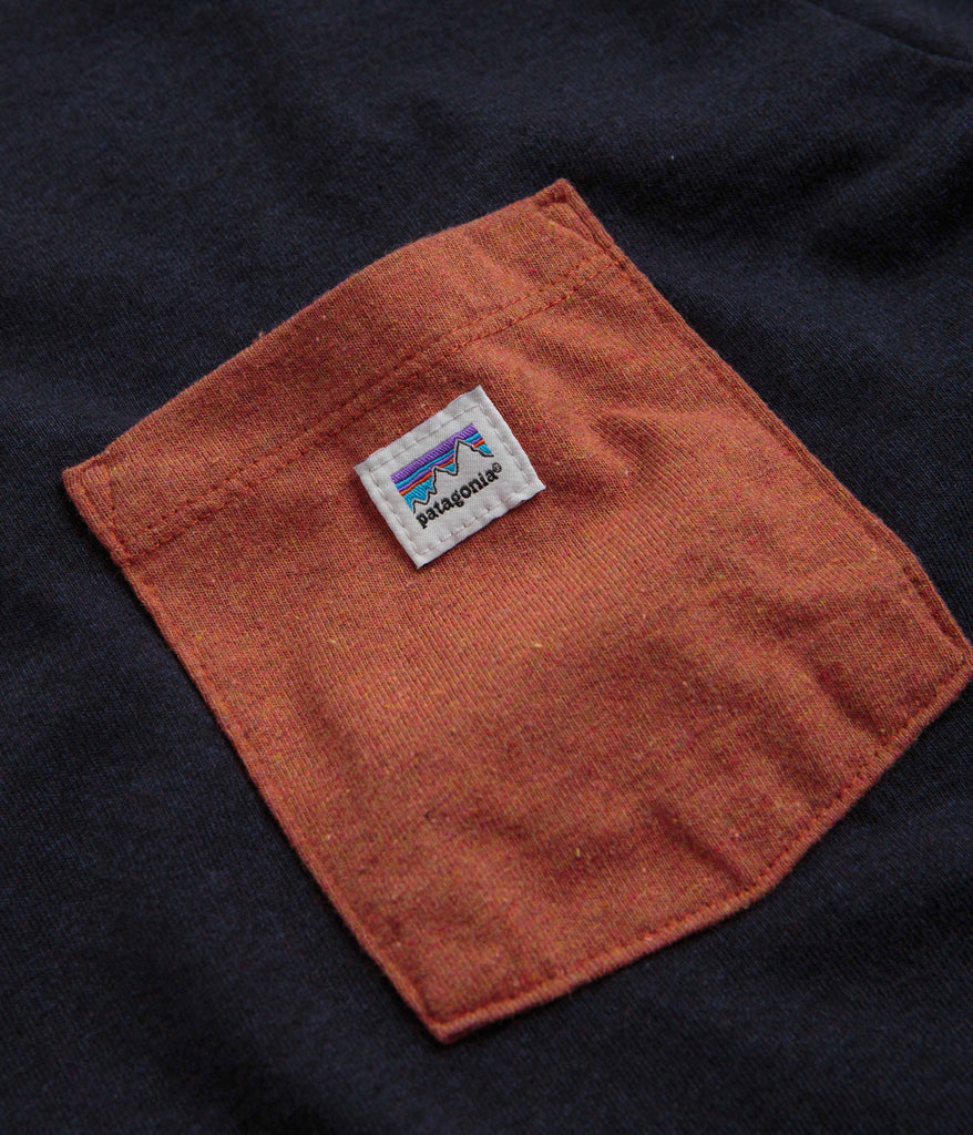 Patagonia Shop Sticker Pocket Responsibili Tee T Shirt Piton Purple Always in Colour