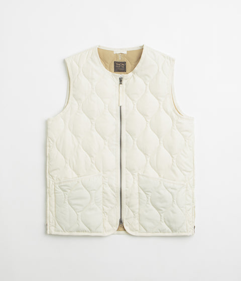 Taion Military Crewneck W-Zip Down Vest in Off White