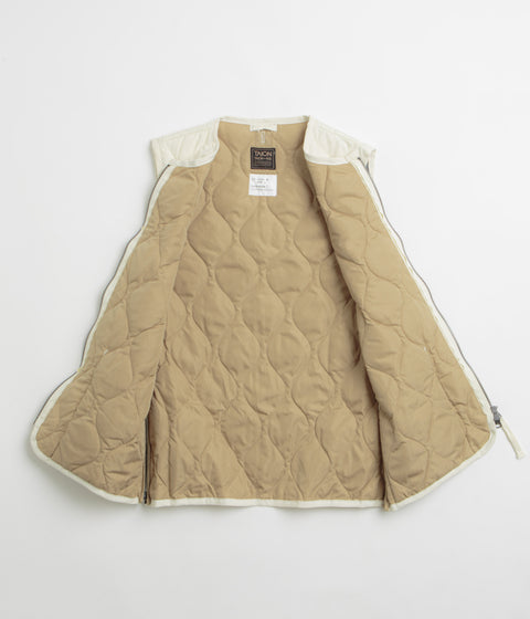 Taion Military Crewneck W-Zip Down Vest in Off White