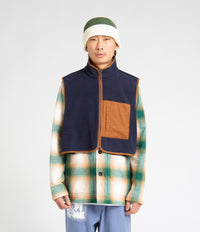 Workware Life Fleece Vest in Navy and Brown thumbnail