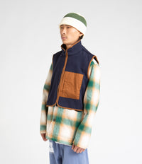 Workware Life Fleece Vest in Navy and Brown thumbnail
