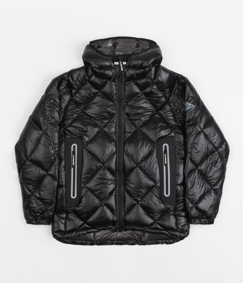 and wander Diamond Stitch Down Hooded Jacket in Black