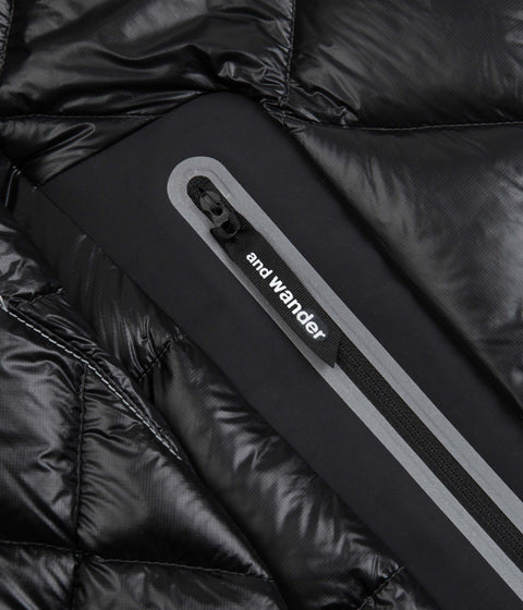 and wander Diamond Stitch Down Hooded Jacket in Black