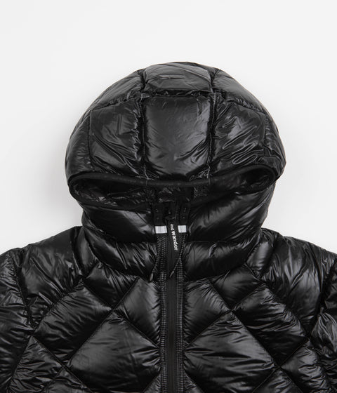 and wander Diamond Stitch Down Hooded Jacket in Black
