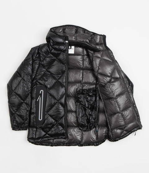 and wander Diamond Stitch Down Hooded Jacket in Black