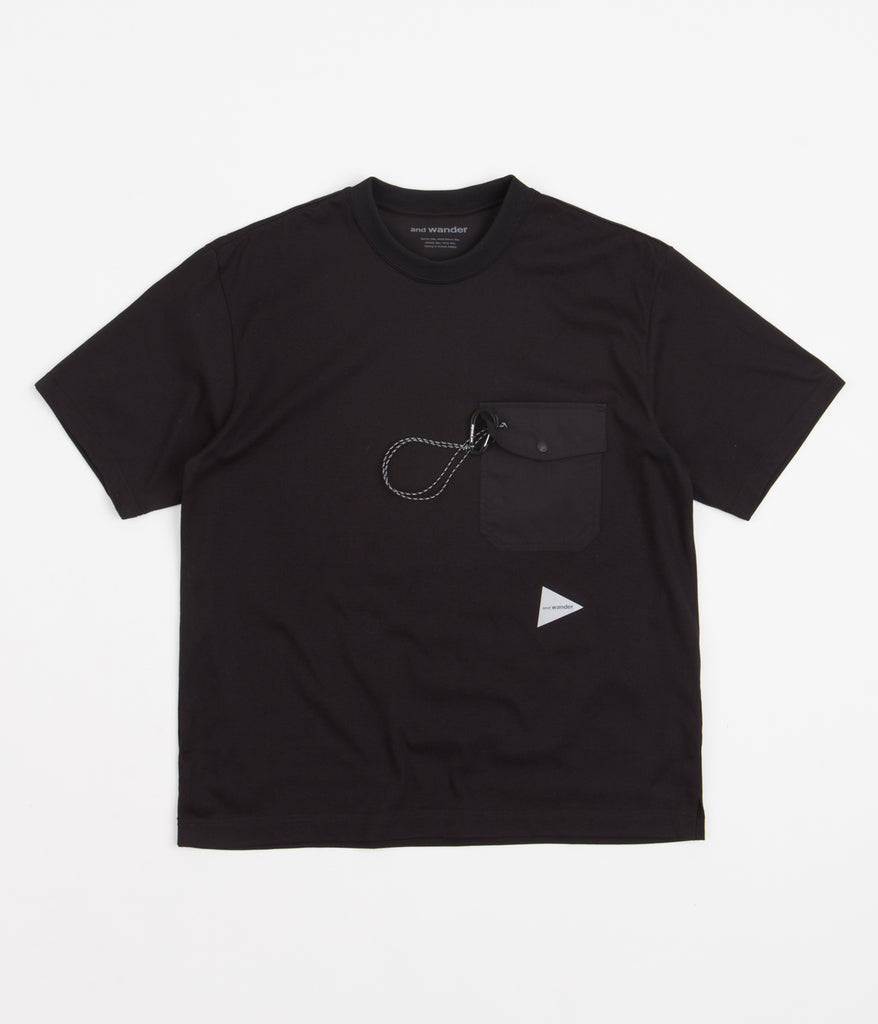 AND WANDER|SHORT-SLEEVED ROUND NECK T-SHIRTS (Pocket T and wander Pocket T-Shirt - Black | Always in Colour