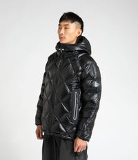 and wander Diamond Stitch Down Hooded Jacket in Black thumbnail