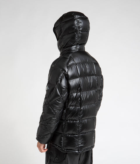and wander Diamond Stitch Down Hooded Jacket in Black