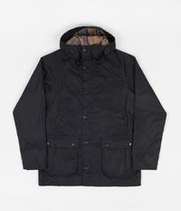 Barbour White Label Slim Bedale Hooded Wax Jacket in Navy thumbnail