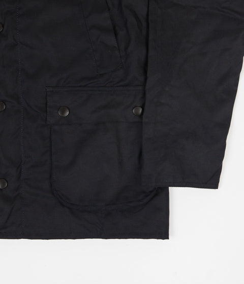 Barbour White Label Slim Bedale Hooded Wax Jacket in Navy