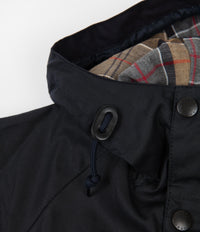 Barbour White Label Slim Bedale Hooded Wax Jacket in Navy thumbnail