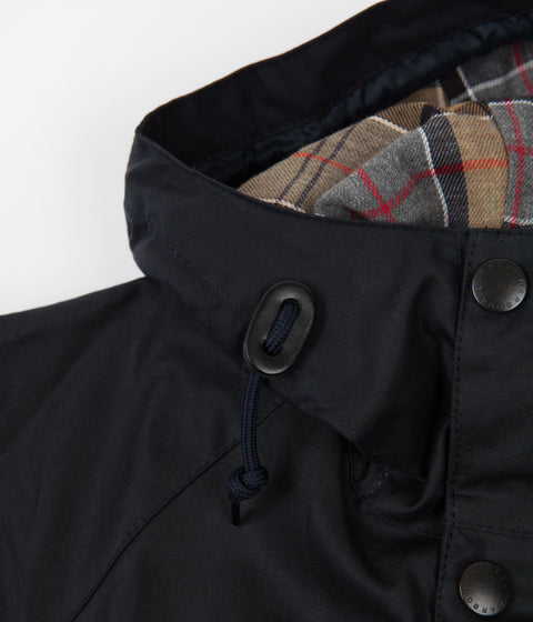 Barbour White Label Slim Bedale Hooded Wax Jacket in Navy