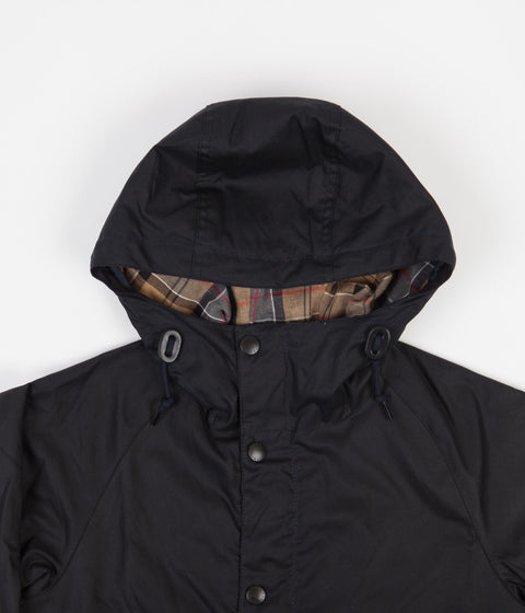 Barbour White Label Slim Bedale Hooded Wax Jacket in Navy