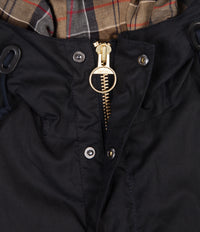 Barbour White Label Slim Bedale Hooded Wax Jacket in Navy thumbnail