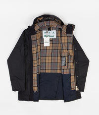 Barbour White Label Slim Bedale Hooded Wax Jacket in Navy thumbnail