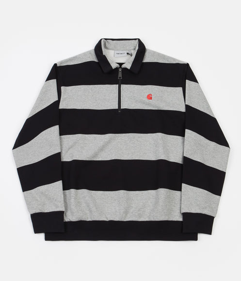 Carhartt Half Zip Alvin Sweatshirt - Alvin Stripe / Black / Grey Heather / Etna Red
