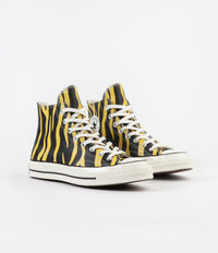 Converse CTAS 70's Hi Archive Print Leather Shoes in Vivid Sulfur and Black / Egret thumbnail