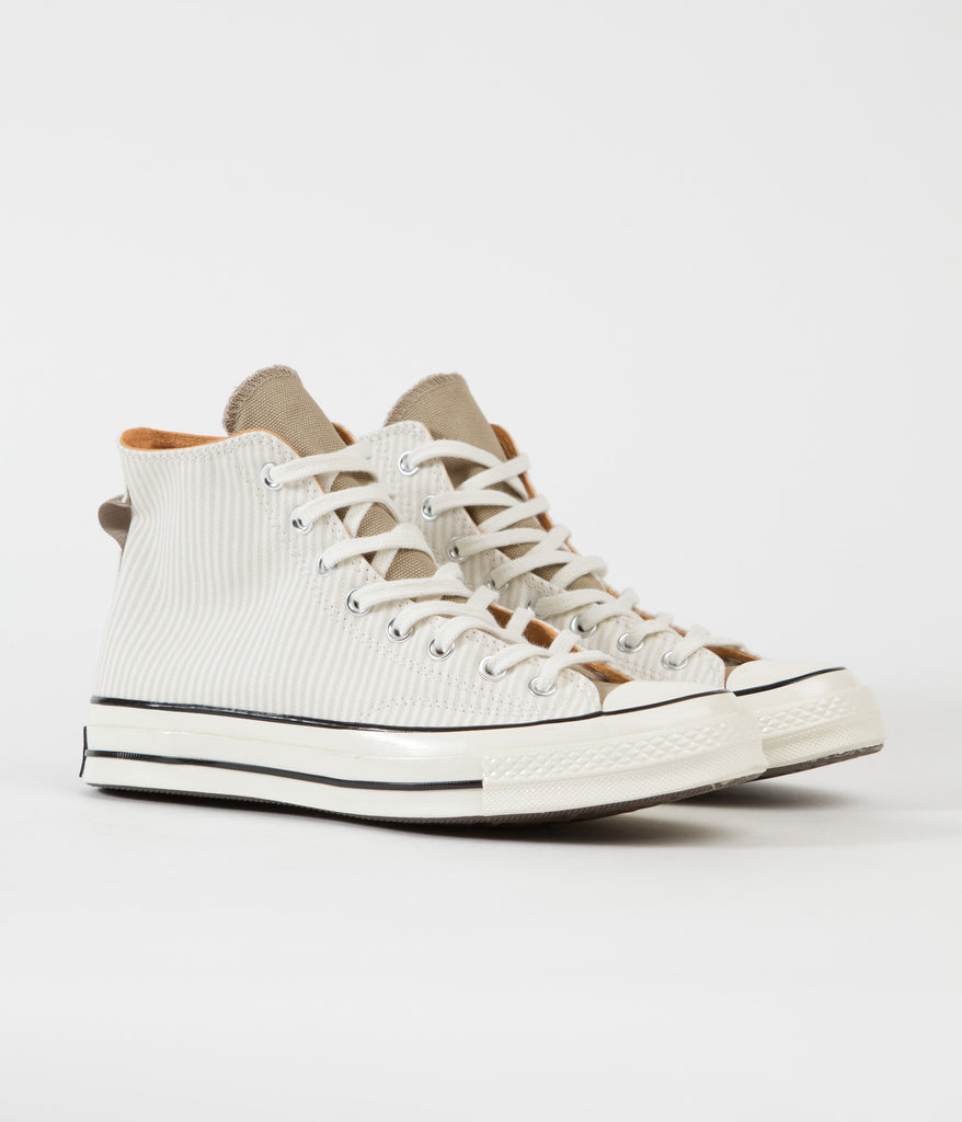 Chuck Taylor Converse Ctas 70 Hi Egret Converse CTAS 70's Hi Hickory Stripe Shoes Desert Sand Egret