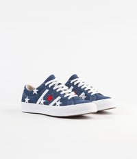 Converse One Star Academy Ox Archive Print Remixed Shoes in Navy and Enamel Red / White thumbnail