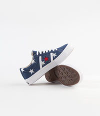 Converse One Star Academy Ox Archive Print Remixed Shoes in Navy and Enamel Red / White thumbnail