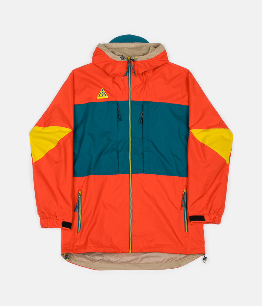 Nike ACG Anorak Jacket Habanero Red Geode Teal Parachute Beige