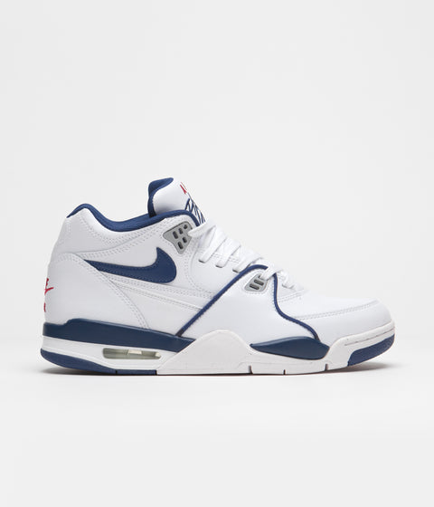 Nike Air Flight 89 Shoes in White and Dark Royal Blue and Varsity Red