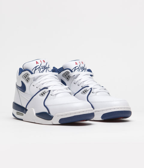 Nike Air Flight 89 Shoes in White and Dark Royal Blue and Varsity Red
